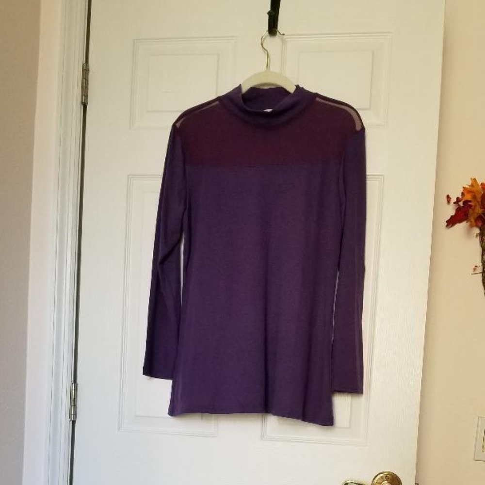 Misses Purple Mock-neck Lightweight Tunic Top (XL)